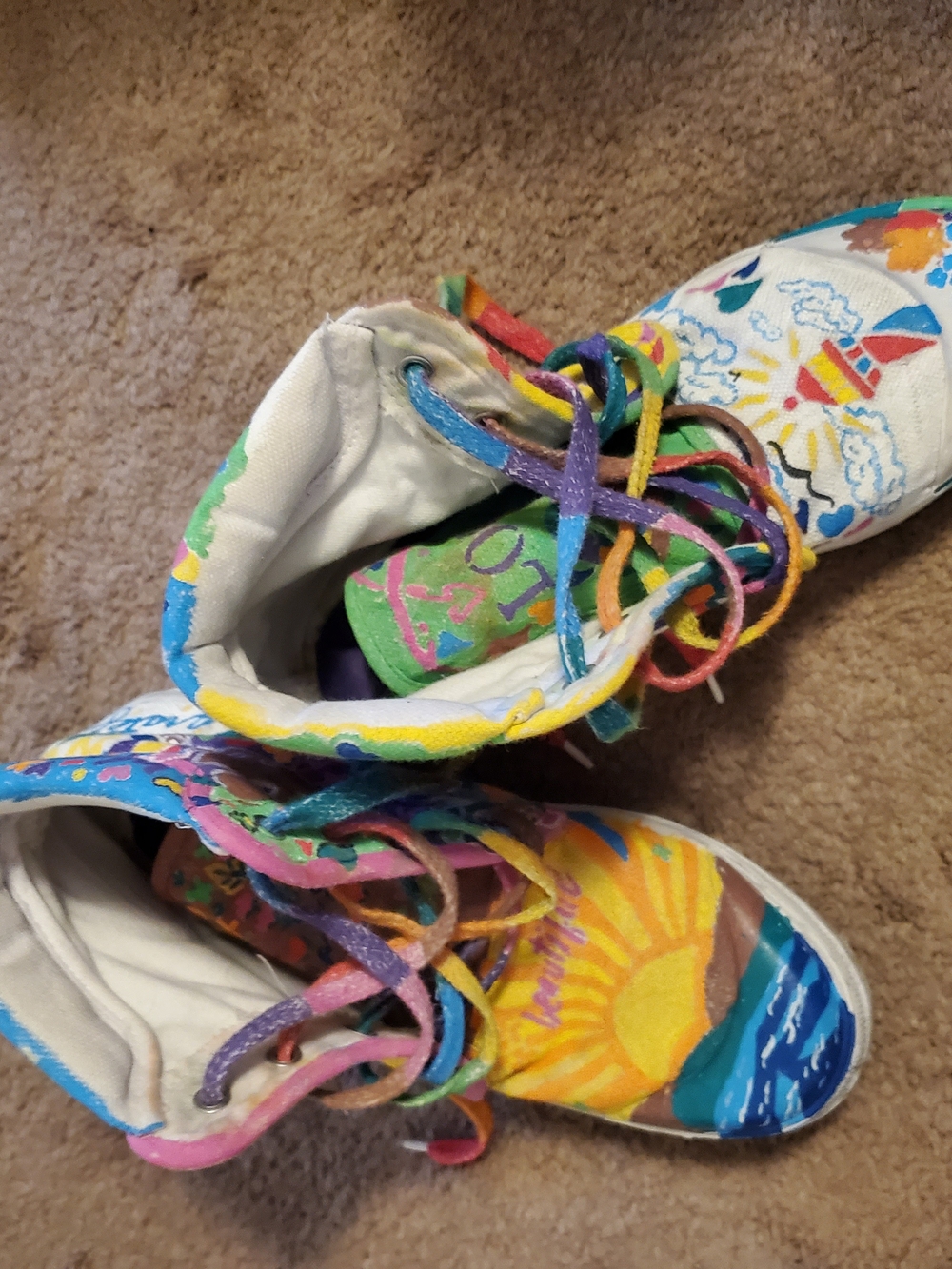 Colorful Hand-Painted Women's Ankle Booties in Multicolor